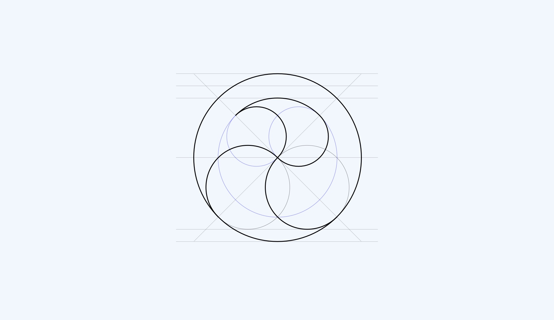 Part of the creation process for the "Planet Ocean Hosting" logo showcasing how it's built out of just circles
