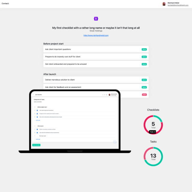 Preview screens of the On-/Offboarding Checklists