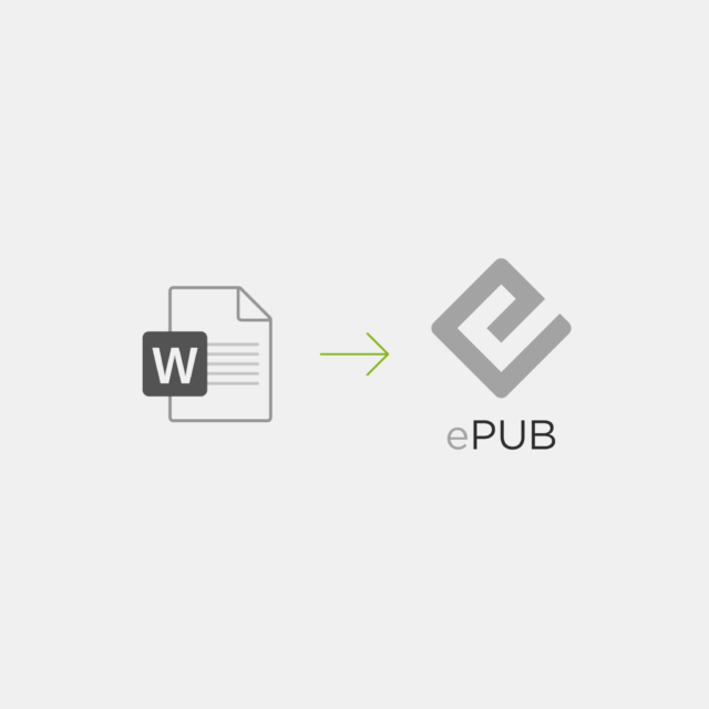 DOC and ePUB filetype logos with an arrow pointing towards ePUB