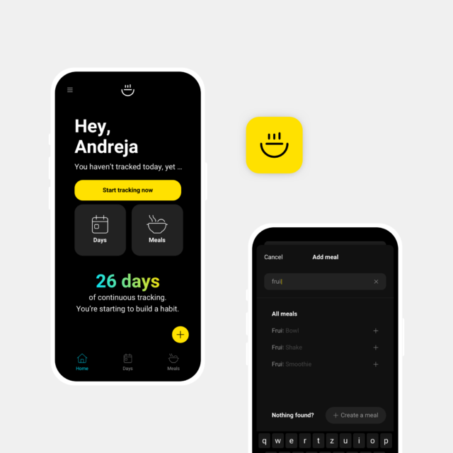 Nutrition tracker mobile view
