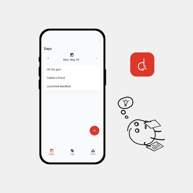 Preview screen of the deedfeat Web-App on a mobile dev ice